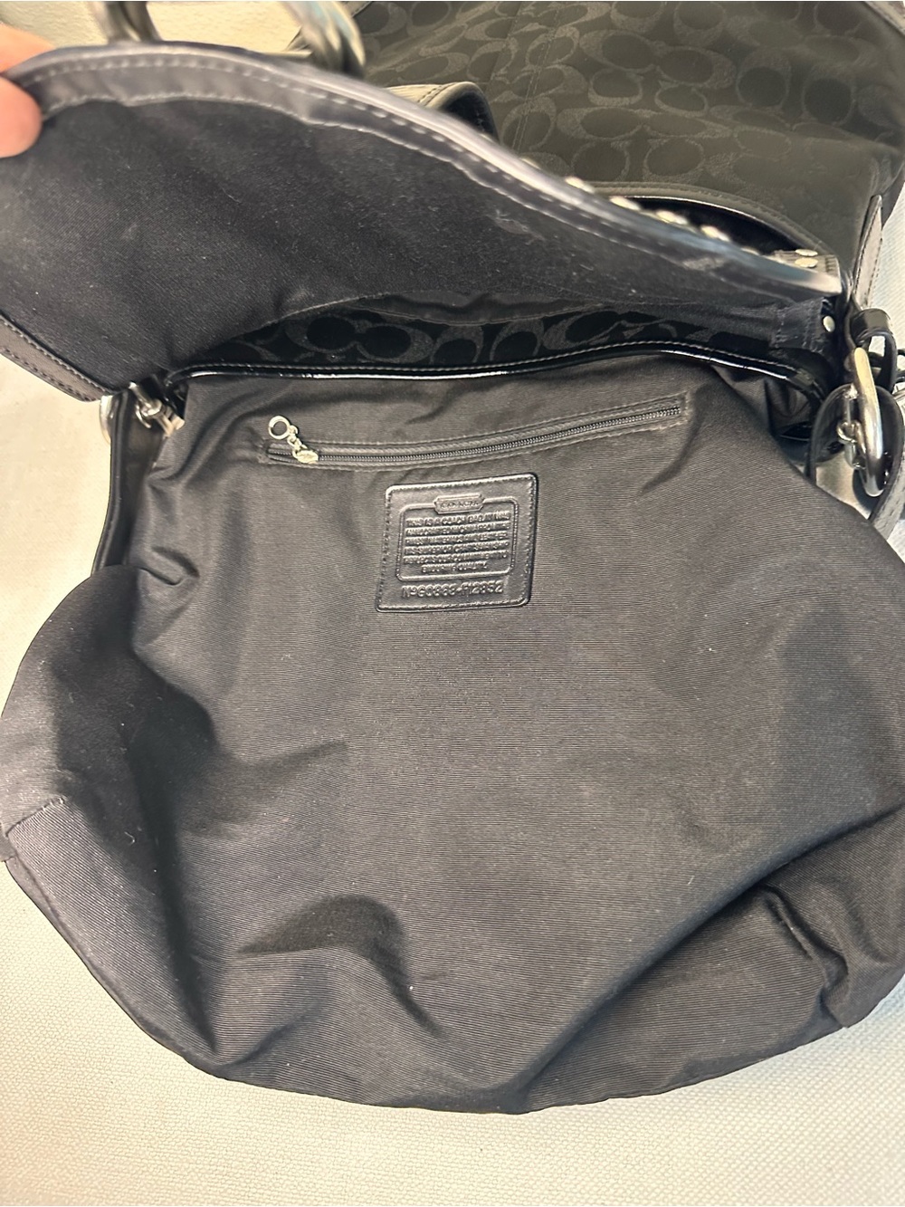 Coach Black Signature Crossbody Saddle Bag with Stud Accents 2008 (F12852) - Picture 6 of 12